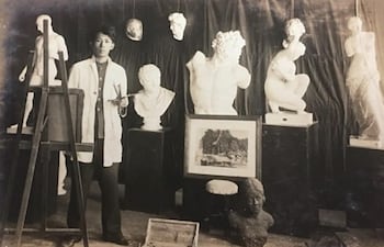 Yi Sang como pintor en sus años de estudiante en la Escuela de Ingeniería de Gyeongseong.