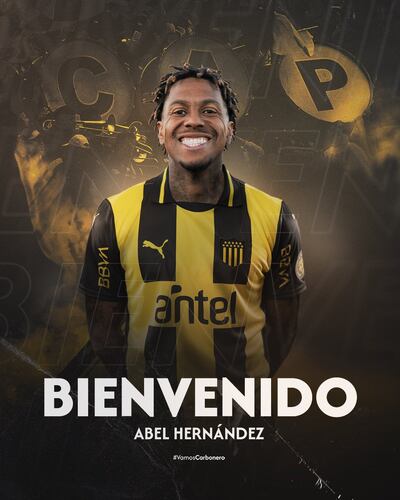 Con esta imagen, Peñarol hizo oficial en sus redes sociales el retorno del goleador Abel Hernández.