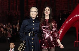 Meryl Streep y Anne Hathaway en el Museo Anahuacalli, en Ciudad de México (México). (EFE/José Méndez)