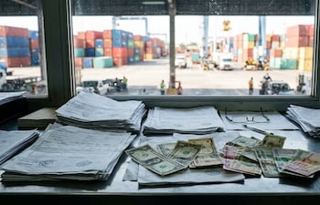 La apreciación del guaraní frente al dólar volvió a afectar los ingresos tributarios aduaneros de la DNIT. (Imagen generada con IA).