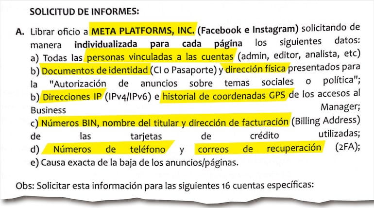Solicitan que la Fiscalía pida a Meta y Google datos  sobre las personas ligadas a las páginas.