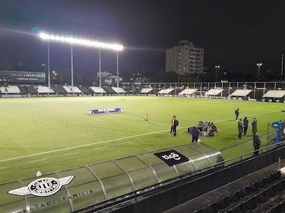 Así luce el estadio La Huerta a poco de LIbertad vs. Cerro Porteño por el torneo Apertura 2024 del fútbol paraguayo.