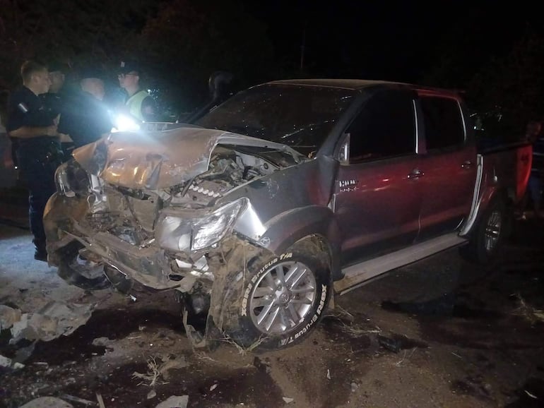 La camioneta Toyota Hilux que se vio involucrada en el accidente fatal.