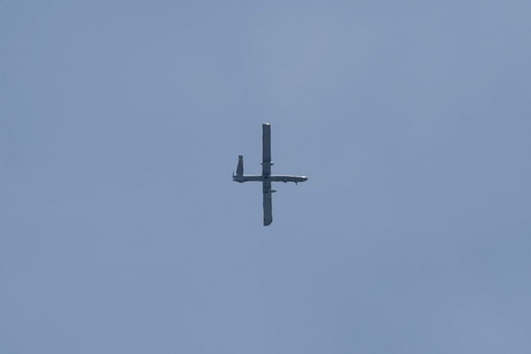 Un dron israelí sobrevuela Beirut, el pasado martes.