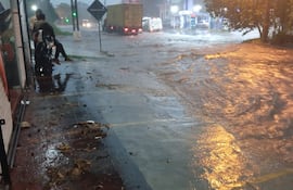 La calle Luis María Argaña -ex Avelino Martínez-, quedó repleta de agua.