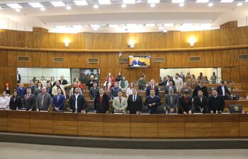 Parte de los diputados electos que participaron esta mañana de un acto de instrucción sobre sus futuras funciones.