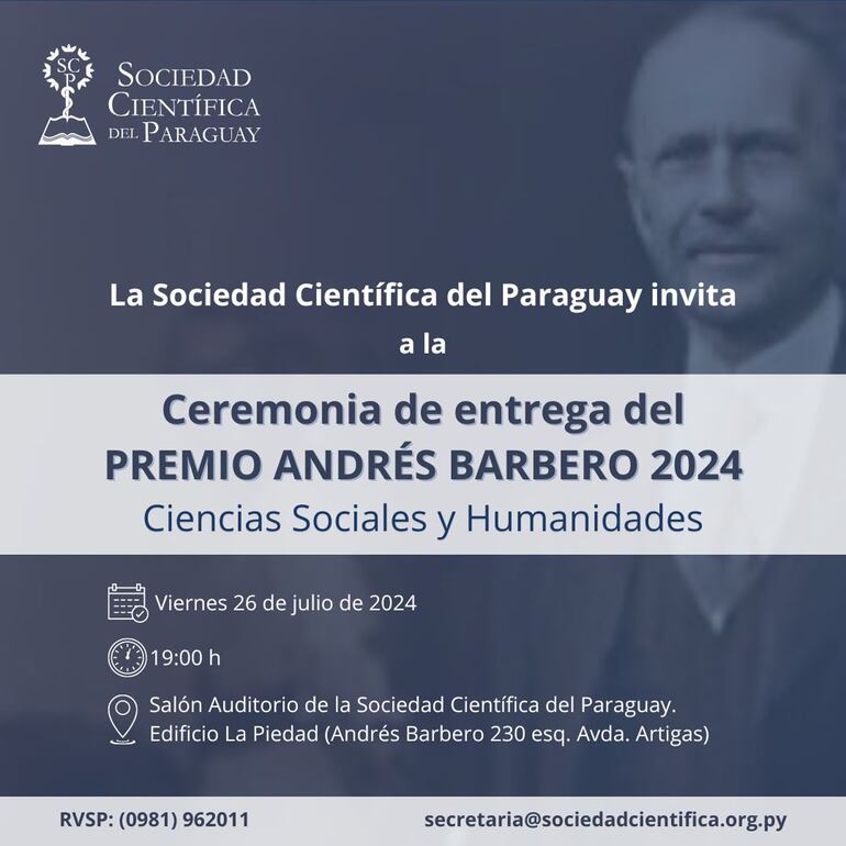 La Sociedad Científica entregará el premio Andrés Barbero 2024.