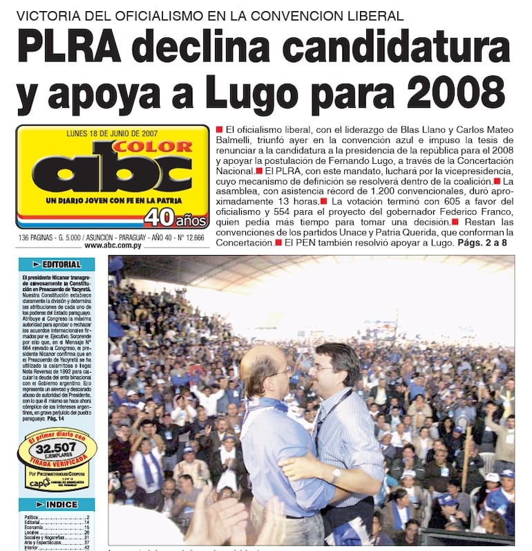 Convención liberal de junio de 2007 en que se aprobó la Formula Lugo-PLRA.
