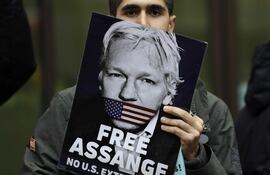 Manifestación en apoyo a Julian Assange, Londres, octubre de 2019.