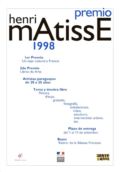 Primer afiche del Premio Matisse, del año 1998. Hoy se exhibirán todos los carteles creados por Celeste Prieto para el concurso.