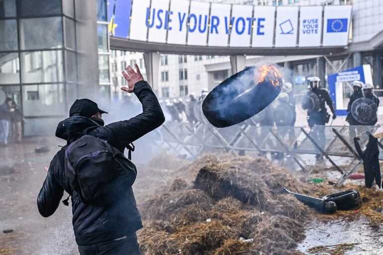 Protesta de agricultores en Bruselas.