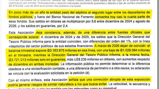 La Asoban pide aclarar la diferencia que existe a marzo de este año en los registros contables.
