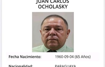 Ficha policial de Juan Carlos Ocholasky, expolicía que cumplió condena por homicidio y ahora buscado por estafa, en la operación Dominó.