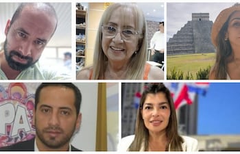 Arriba: Manfredo López, Gladys Cattebeke, y Marizela López.
Abajo: Edwin López y Gabriela González.