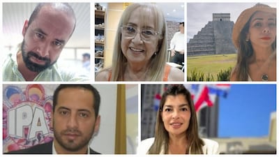 Arriba: Manfredo López, Gladys Cattebeke, y Marizela López.
Abajo: Edwin López y Gabriela González.