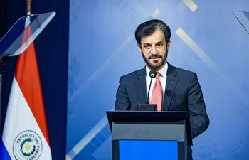 Mohammed Ben Sulayem, presidente de la FIA, durante la inauguración.