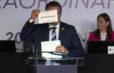 El presidente de Panam Sports, Neven Ilic, muestra a Asunción como la sede del 2031.