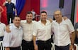 Erico Galeano (der.) en compañía de Santiago Peña, Pedro Alliana, y su lider, Horacio Cartes (Izq.)