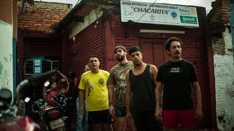 Los personajes de "Opus VR" durante la realización de una de las escenas de la película.