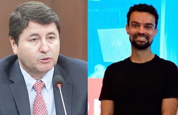Manuel Ochipintti Dalla Fontana, presidente del Banco Nacional de Fomento (BNF), y César Astigarraga Lambaré, representante de la firma ITTI y de IDL SA (Grupo Vázquez)..