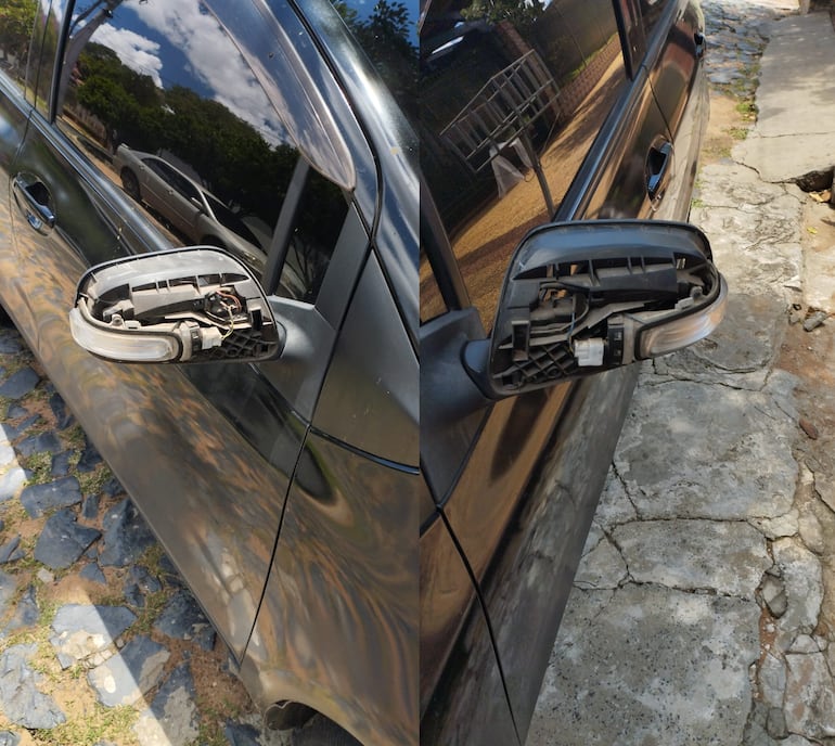 Las tapas de los espejos también son robadas constantemente.