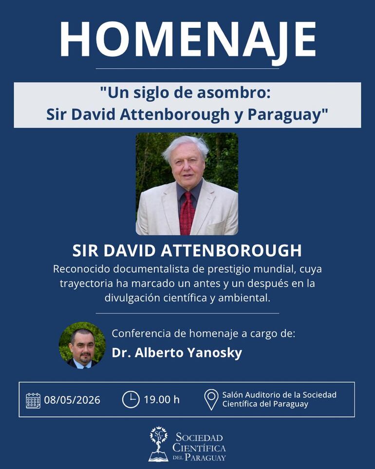 Afiche de la charla de homenaje a Sir David Attenborough.