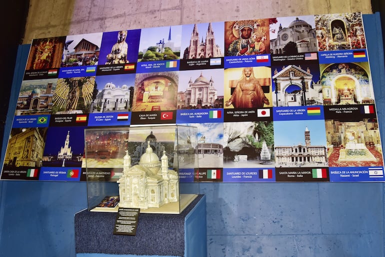 Maqueta de la basílica de María Auxiliadora de Turín, pensada y realizada por San Juan Bosco, donde se originó la devoción.