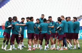 Los jugadores del PSG en el entrenamiento antes de la final.