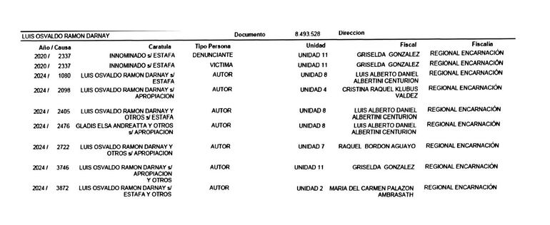 Denuncias penales presentadas contra el empresario, Luis Osvaldo Ramón Darnay, representante de la firma “Norwick S.A”.