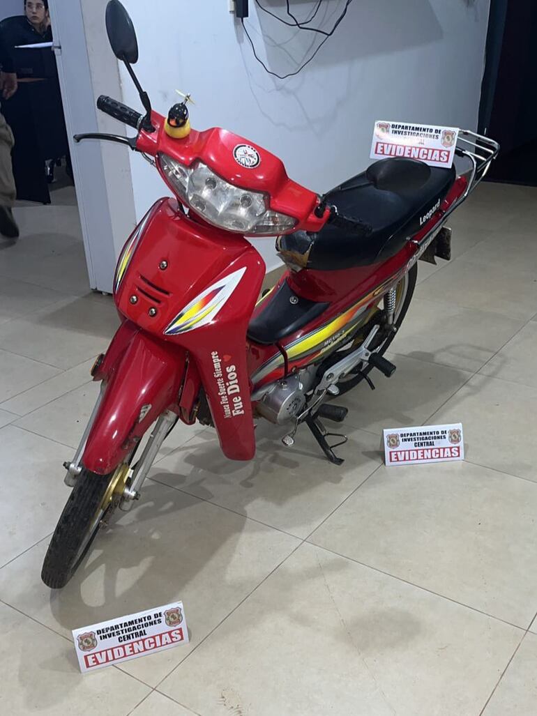 La motocicleta incautada por la Policía tras el homicidio en Itá.