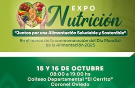 La Expo Nutrición se llevará a cabo los días miércoles y jueves en Coronel Oviedo.