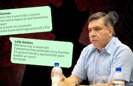 Algunos de los mensajes que enviaba Lalo Gomes al ministro de Inteligencia, Marco Alcaraz, cuando era fiscal.