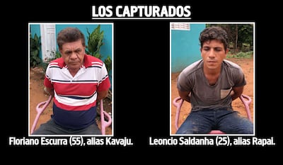 Floriano Escurra, alias Kavaju, detenido en Capitán Bado. Leoncio Saldanha, alias Rapai, arrestado en Capitán Bado.