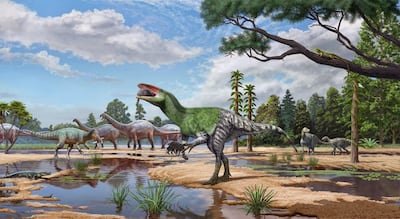 Invictibellatrix amberina, el primer megaraptórido identificado en Europa (Formación Wessex, isla de Wight). Arte: Art Sergey Krasovskiy + Pedro Salas.