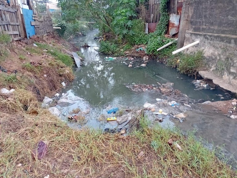 Vecinos de Cateura denuncian arroyo contaminado e inundado de basura
