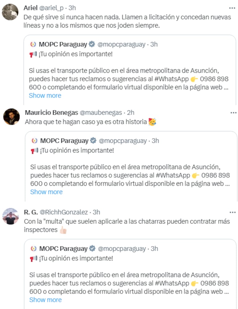 Los internautas cuestionan que las denuncias no son atendidas por el VMT.