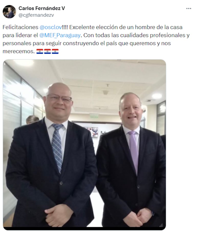 El mensaje del exministro Carlos Fernández Valdovinos para el nuevo titular del MEF, Óscar Lovera.