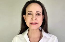 Captura tomada de un video publicado por la líder antichavista, María Corina Machado, en su cuenta de X @MariaCorinaYA, durante un discurso.