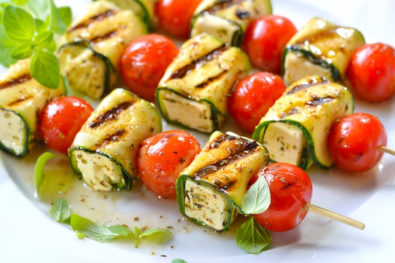 Brochetas de zucchini.