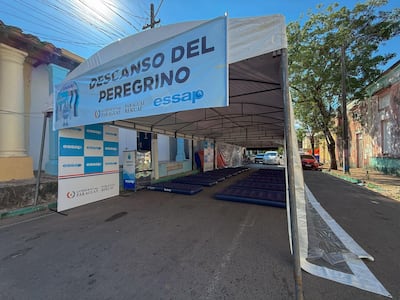 Espacio de descanso del peregrino habilitado por al Essap en Caacupé.