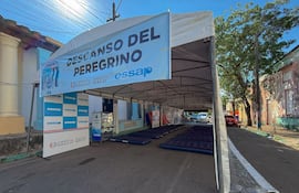 Espacio de descanso del peregrino habilitado por al Essap en Caacupé.