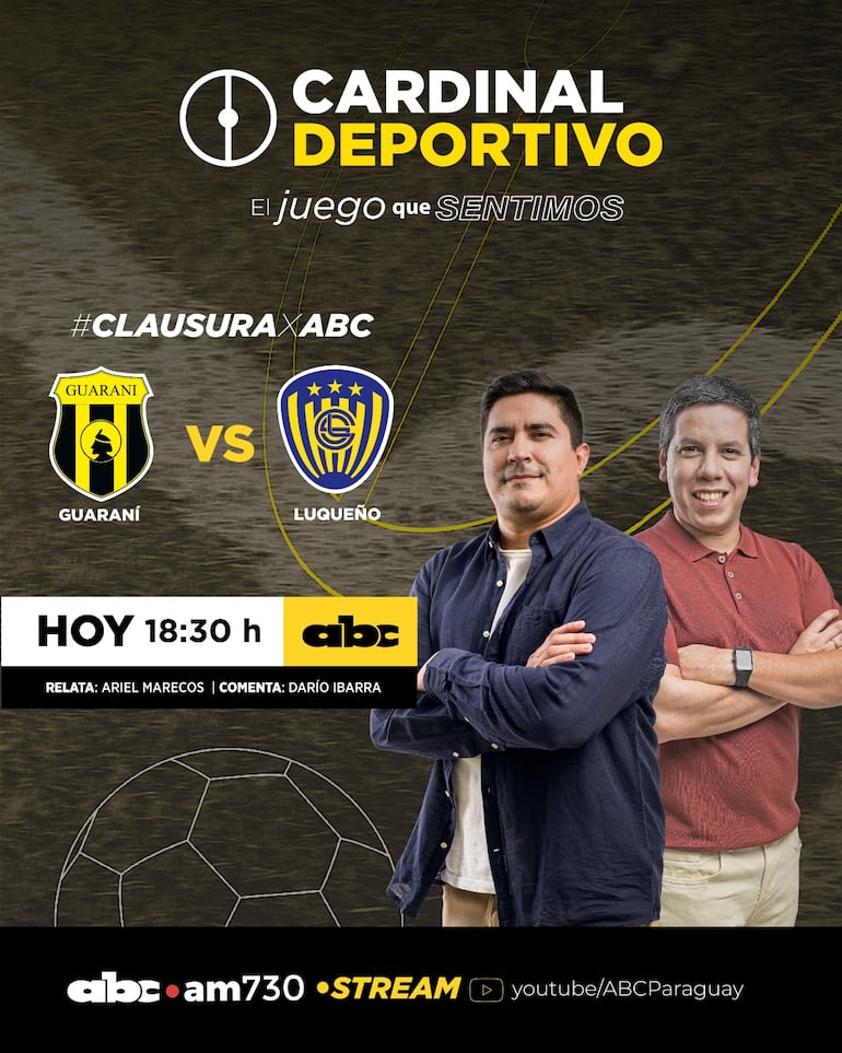 Guaraní vs. Sportivo Luqueño, por ABC Cardinal y ABC Paraguay en Youtube.