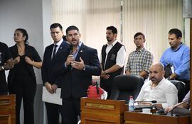 Óscar "Nenecho" Rodríguez (ANR-HC), intendente de Asunción, en su última presentación ante la Junta Municipal de Asunción, en marzo de este año.