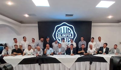 Componentes de la comisión directiva de Olimpia, que es presidida por Rodrigo Nogués Bazán.
