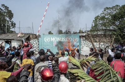Ataque a la misión de paz de la ONU ubicada en la localidad de Goma, República del Congo. (AFP)