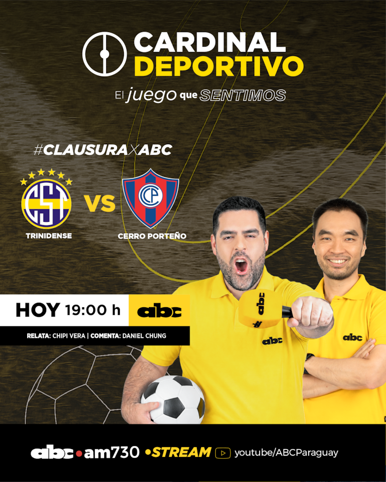 Sportivo Trinidense vs. Cerro Porteño, por ABC Cardinal 730 AM y ABC Paraguay en Youtube.