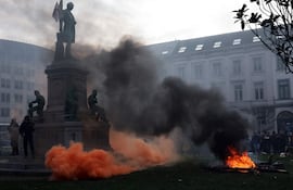 Protestas de los agroproductores en Bruselas, contra el acuerdo Mercosur-UE.