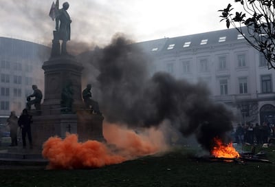 Protestas de los agroproductores en Bruselas, contra el acuerdo Mercosur-UE.