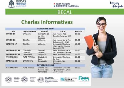 El cronograma de charlas informativas.