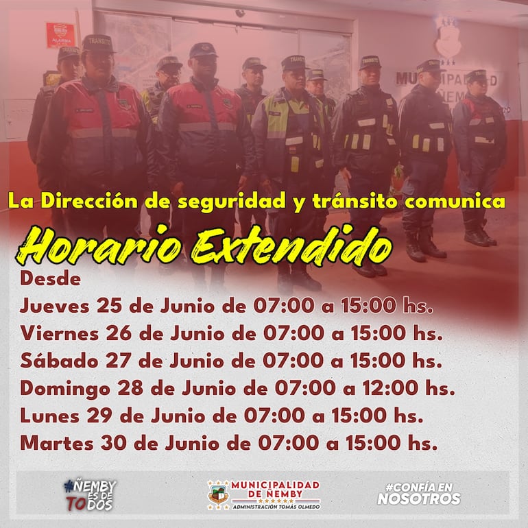 La Municipalidad de Ñemby ya habilitó su grilla de horarios de atención al público.